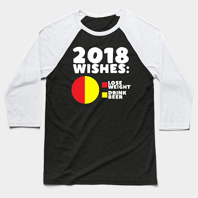 2018 Wishes: Lose Weight Drink Beer Baseball T-Shirt by thingsandthings